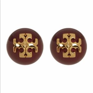 Tory Burch burgundy pearl earrings